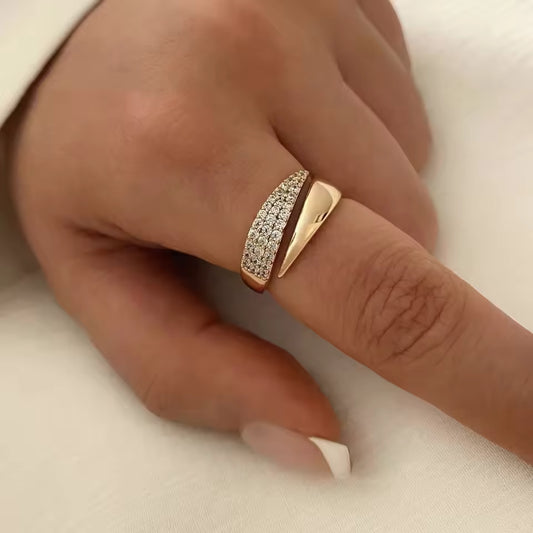 18K Gold Plated Sun Ring for Women – Stainless Steel Natural Stone Jewelry