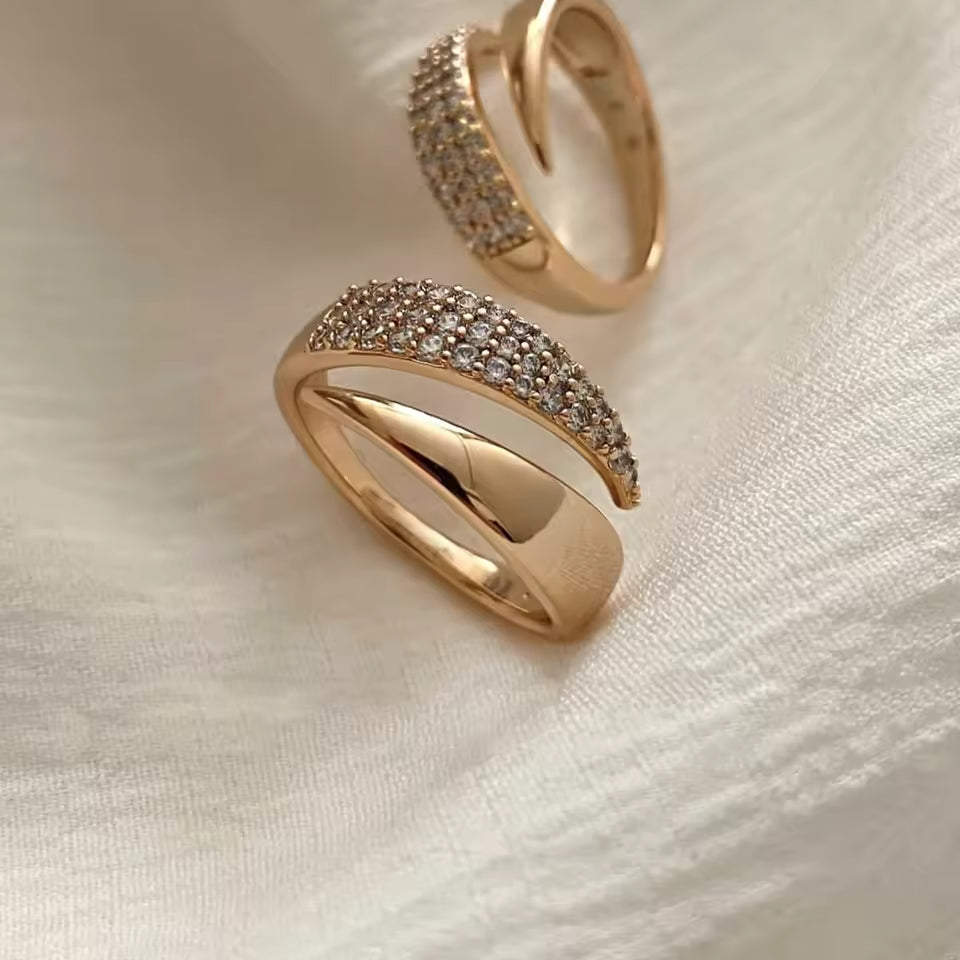 18K Gold Plated Sun Ring for Women – Stainless Steel Natural Stone Jewelry