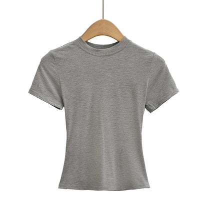 Women’s Slim Fit Solid Crop Tee – Casual Summer Top