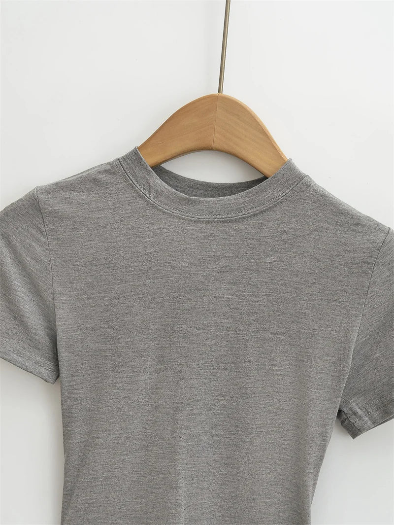 Women’s Slim Fit Solid Crop Tee – Casual Summer Top