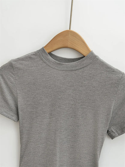 Women’s Slim Fit Solid Crop Tee – Casual Summer Top