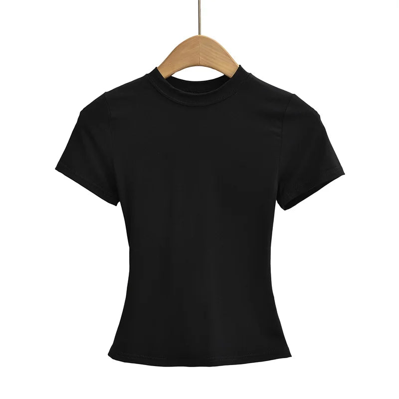 Women’s Slim Fit Solid Crop Tee – Casual Summer Top