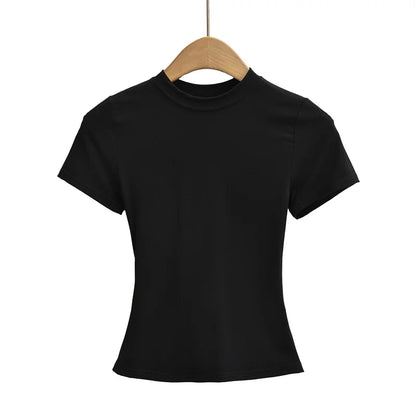 Women’s Slim Fit Solid Crop Tee – Casual Summer Top