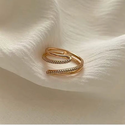 18K Gold Plated Sun Ring for Women – Stainless Steel Natural Stone Jewelry