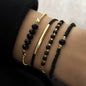 4Pcs Black Glass Stone Bracelet Set for Women – Boho Handmade Jewelry